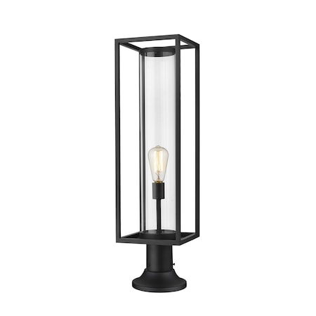 Z-Lite Dunbroch 1 Light Outdoor Pier Mounted Fixture, Black & Clear 584PHBR-553PM-BK